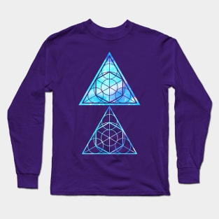 Blue Triangles - Sacred Geometry Long Sleeve T-Shirt